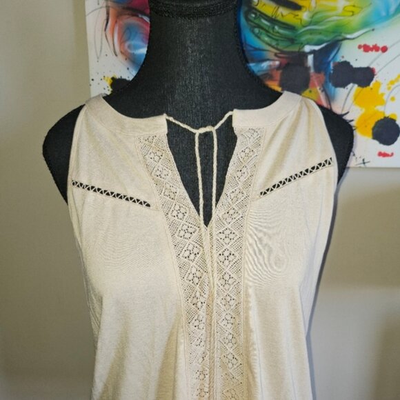 Boho Lace-Inset Racerback Tassel Tank – Unbranded (Tag Removed) - Picture 3 of 6